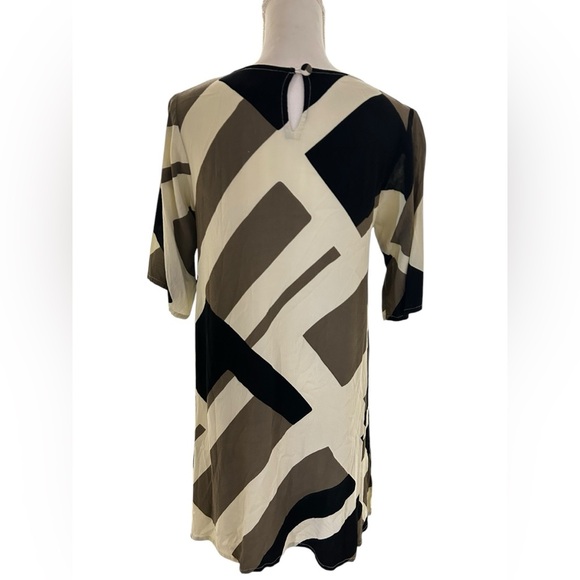 Anthropologie Bel Kazan black & tan color block shift mini Dress Size Medium - Picture 5 of 8